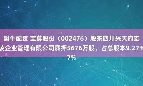 盟牛配资 宝莫股份（002476）股东四川兴天府宏凌企业管理有限公司质押5676万股，占总股本9.27%